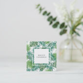 Moderne tropische waterverf verlaat professionele vierkante visitekaartje (Staand voorkant)