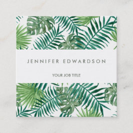 Moderne tropische waterverf verlaat professionele vierkante visitekaartje