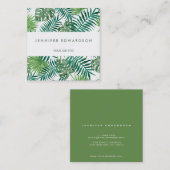 Moderne tropische waterverf verlaat professionele vierkante visitekaartje (Voorkant / Achterkant)