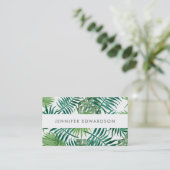 Moderne tropische waterverf verlaat professionele visitekaartje (Staand voorkant)