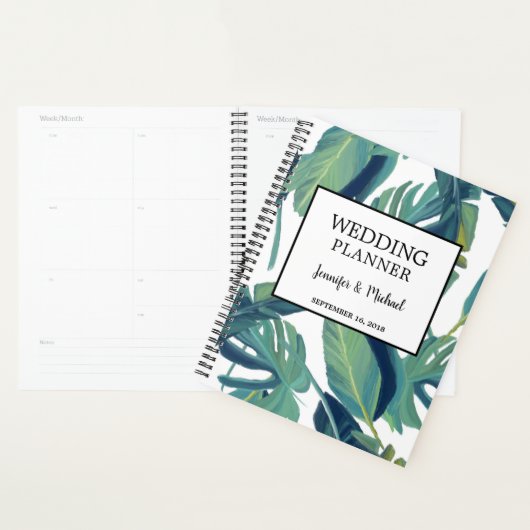 Moderne tropische waterverf vertrekt bruiloft planner