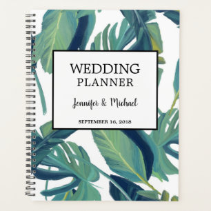 Moderne tropische waterverf vertrekt bruiloft planner