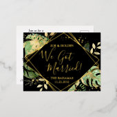 Moderne Tropische We Zijn Getrouwd Elopement Ontva Folie Uitnodiging Briefkaart (Voorkant / Achterkant)