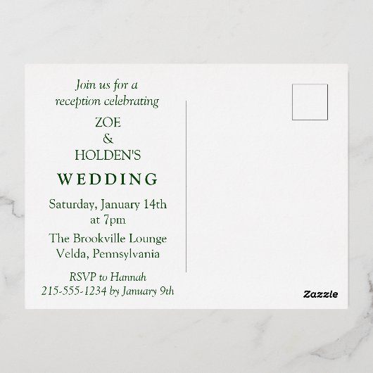 Moderne Tropische We Zijn Getrouwd Elopement Ontva Folie Uitnodiging Briefkaart (Achterkant)