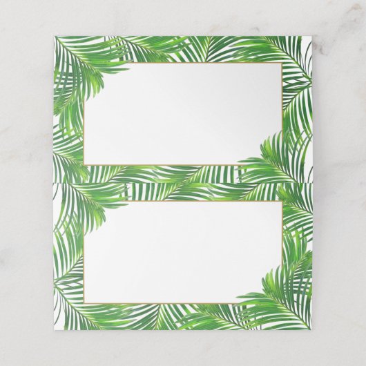 Moderne tropische weelderige palmbladeren met goud plaatskaartje (Buitenkant ongevouwen)