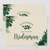 Moderne Tropische Wees mijn Bridesman Kaart (Voorkant / Achterkant)