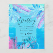 Moderne tropische zomer Aqua Blue Pink Wedding (Voorkant)