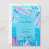 Moderne tropische zomer Aqua Blue Pink Wedding Kaart (Achterkant)