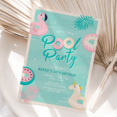 Moderne Tropische Zomer Pool Party Uitnodiging