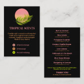Moderne tropische zwarte neonkaars — productlijn visitekaartje (Voorkant / Achterkant)