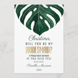 Moderne Tropische Zwitserse kaas Leaf Gold Bridesm Kaart