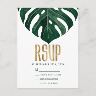 Moderne Tropische Zwitserse kaas Leaf Gold RSVP Briefkaart