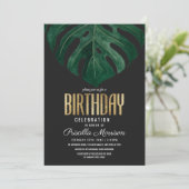 Moderne Tropische Zwitserse Kaasblad Gouden Verjaa Kaart (Staand voorkant)