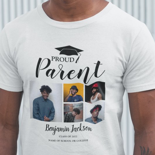 Moderne Trots Ouder | 6 Foto Afstudeer T-Shirt