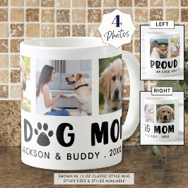 Moderne TROTSE HOND MOM Paw Print 4 Foto's Koffiemok