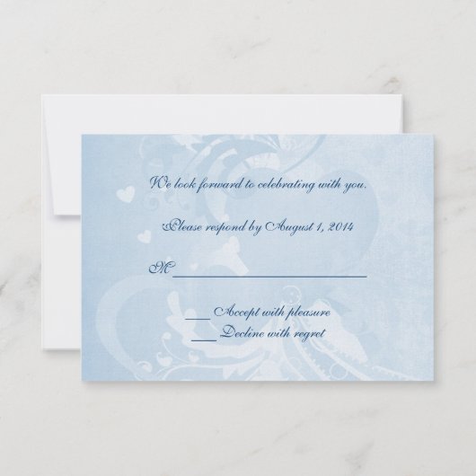 Moderne Trouw Blau RSVP Kaart (Achterkant)