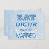 Moderne Trouw Blauwe RSVP Kaart (Voorkant / Achterkant)