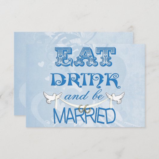 Moderne Trouw Blauwe RSVP Kaart (Voorkant / Achterkant)