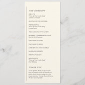 Moderne Trouw Bruiloft Ivory Programmakaart (Achterkant)