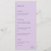Moderne Trouw Bruiloft Lilac Menu (Voorkant)