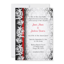 Moderne Trouw Damast in Wit, Zwart en Rood