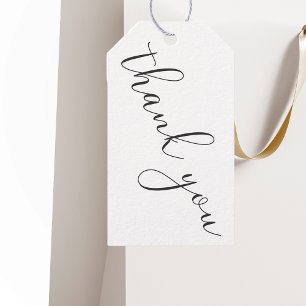 Moderne Trouw Dank Je in Zwart en Wit Cadeaulabel