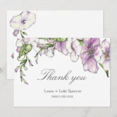 Moderne Trouw Dankjewel met Viooltjes Bedankkaart (Voorkant / Achterkant)