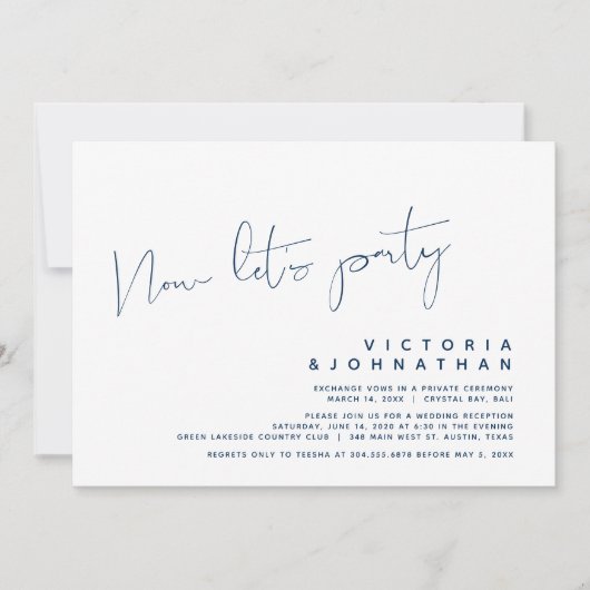 Moderne trouw-elopement, Nu laten we feest uitnodi Kaart (Voorkant)