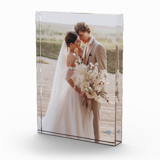 Moderne Trouw Hart Aandenken Foto Blok (Rechts)