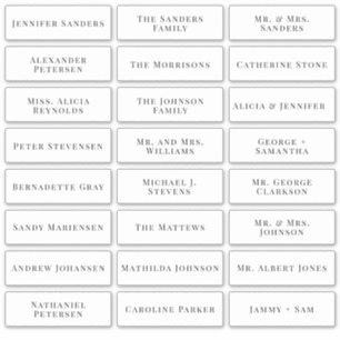 Moderne trouw individuele gastnamen labels