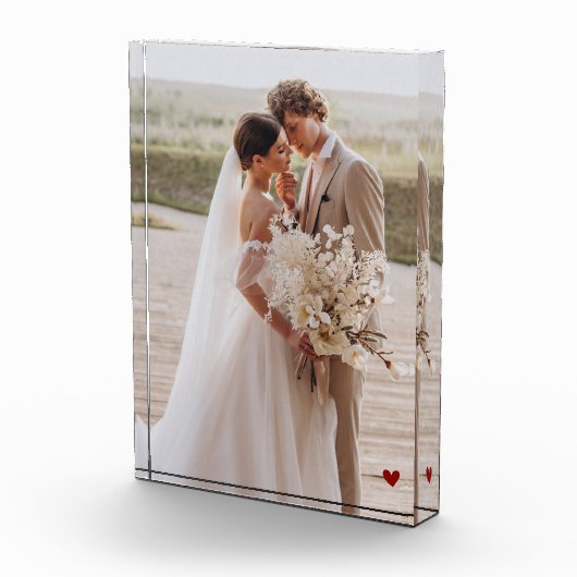 Moderne trouw marmeren hart aandenken foto blok (Rechts)