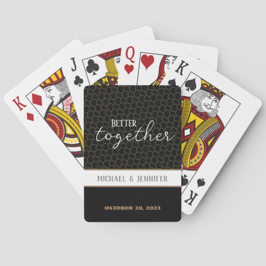 Moderne Trouw Monogram Datum Aangepaste Naam Pokerkaarten (Achterkant)