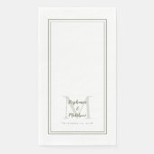 Moderne Trouw Monogram Namen & Datum Olijfgroen Servet (Voorkant)