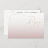 Moderne Trouw-RSVP in Goud en Roze RSVP Kaartje (Voorkant / Achterkant)