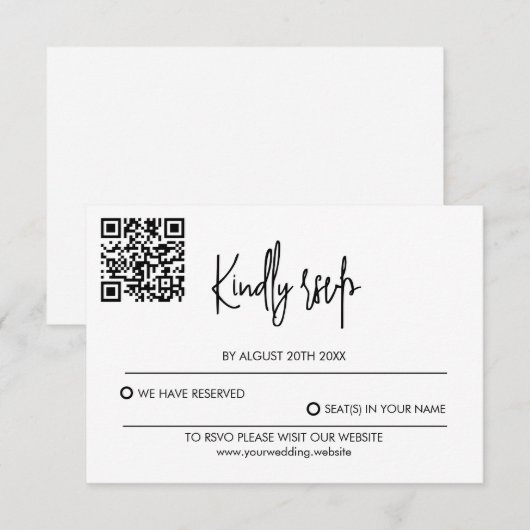 Moderne Trouw-RSVP-Kaart met QR-code RSVP Kaartje (Voorkant / Achterkant)