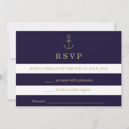 Moderne trouw RSVP kaart met scheepsstrepen