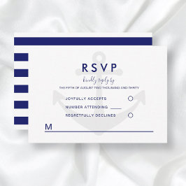 Moderne Trouw-RSVP met Nautisch Anker RSVP Kaartje