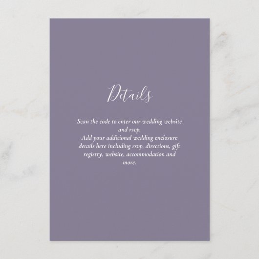 Moderne trouw-RSVP met QR-code - ELKE KLEUR Informatiekaartje (Voorkant)
