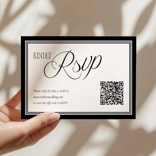 Moderne trouw-RSvp met QR-codekaart RSVP Kaartje