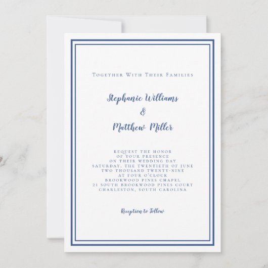 Moderne Trouw & RSVP QR Code Details Navyblauw Kaart (Voorkant)
