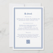 Moderne Trouw & RSVP QR Code Details Navyblauw Kaart (Achterkant)