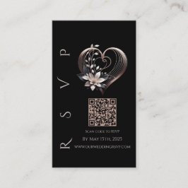 Moderne trouw-RSvp QR-code-Roze Hart Visitekaartje