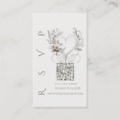 Moderne trouw-RSVP QR-code-Witte Bloemen Visitekaartje (Voorkant)