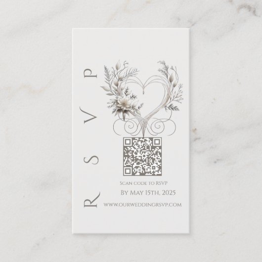 Moderne trouw-RSVP QR-code-Witte Bloemen Visitekaartje (Voorkant)