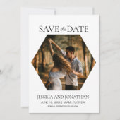 Moderne Trouw Save the Date Zeshoekige Foto  (Voorkant)