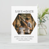 Moderne Trouw Save the Date Zeshoekige Foto  (Staand voorkant)