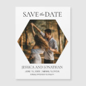 Moderne Trouw Save the Date Zeshoekige Foto (Voorkant)