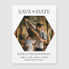 Moderne Trouw Save the Date Zeshoekige Foto
