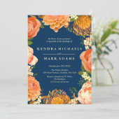 Moderne Trouw, Sinaasappel Bloemenkrans Uitnodigin Kaart (Staand voorkant)