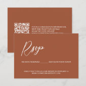 Moderne trouw Terracotta QR Code gereserveerde sto Kaart (Voorkant / Achterkant)